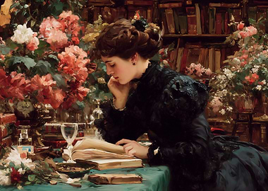 Victorian girl Reading Book