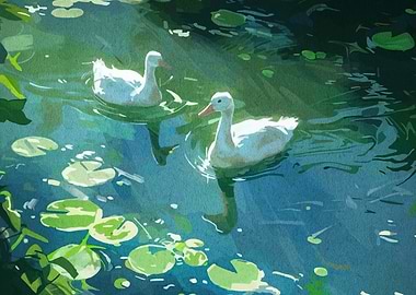 Ducks on a Pond