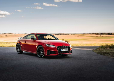 Red Audi TT on Asphalt Road