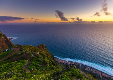 Coastal Cliffside View at Sunset, Madeira