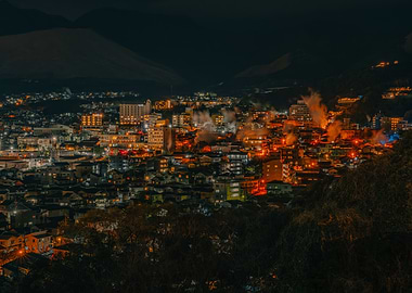 Onsen City of Beppu by Night, Japan