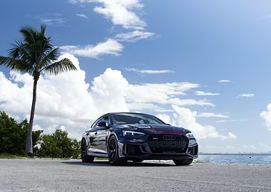 Audi RS5 on a tropical beach