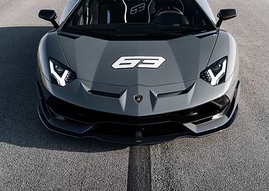 Gray Lamborghini Aventador Front View