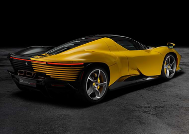 Yellow Ferrari Daytona SP3 Rear View