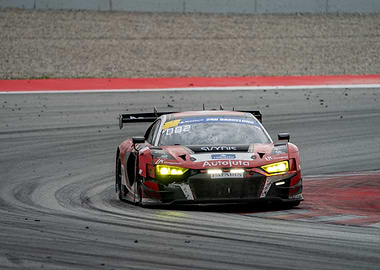 Red and Black Race Car on Track