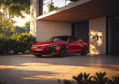 Red Audi e-tron GT Charging