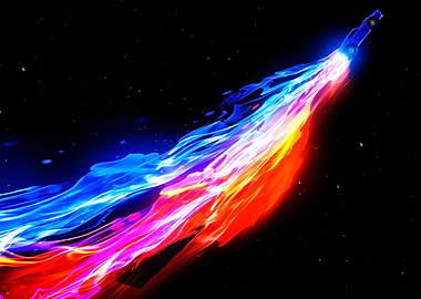 Rocket Car with Colorful Flame Trail