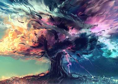 Colorful Tree of Storms and Light