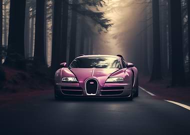 Pink Bugatti in Forest