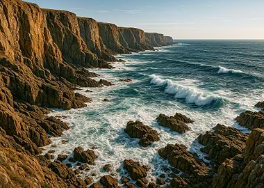 Coastal Cliffs and Ocean Waves