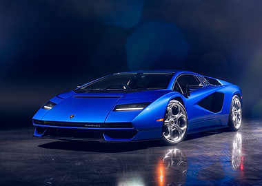 Blue Lamborghini Countach on Display