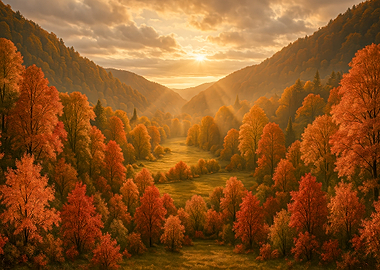 Autumn Valley at Sunset