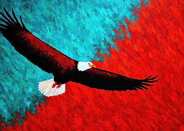 Eagle in Flight Painting