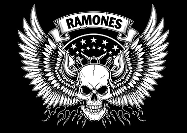 Ramones Skull Wings Black and White