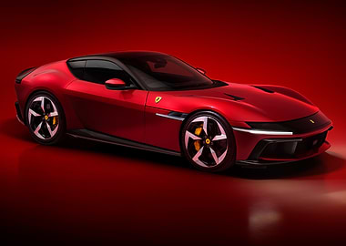 Red Ferrari 12 cilindri sports car