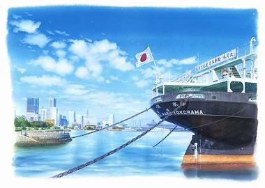 Japanese Ship in Yokohama Harbor