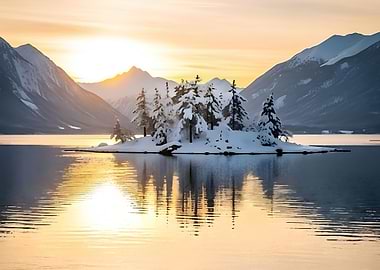 Winter Island Sunset Reflection