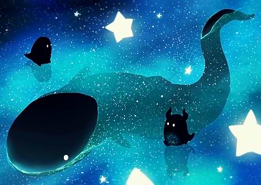Celestial Whale with Starry Companions