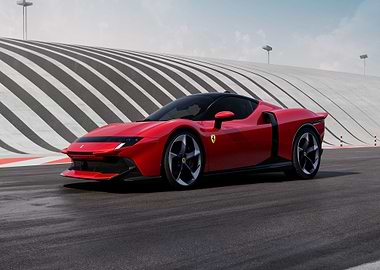 Red Ferrari on Racetrack