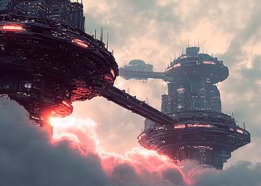 Futuristic Cityscape in the Clouds