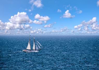 Sailing ship on the open sea