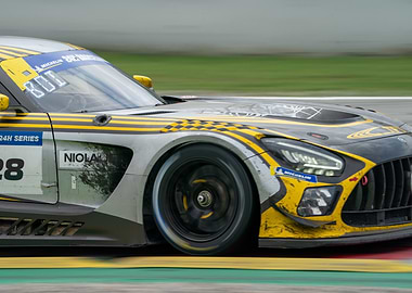 Racing Car in Motion on Track