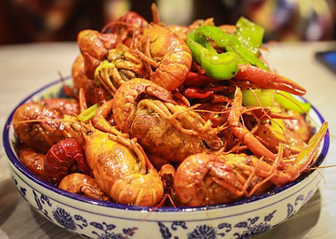Crawfish Dish with Green Peppers