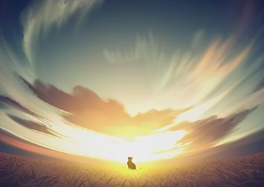 Silhouette of a Cat at Sunset