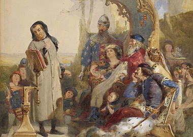 Medieval Court Scene Watercolor Painting