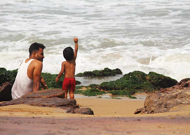 Father and Son at the Beach