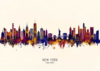 New York City Skyline Watercolor