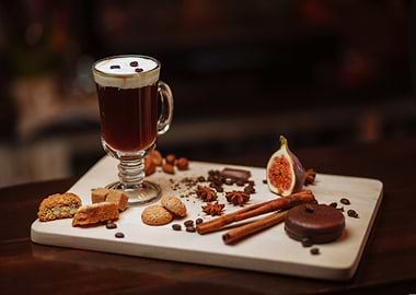 Coffee drink with sweets and spices