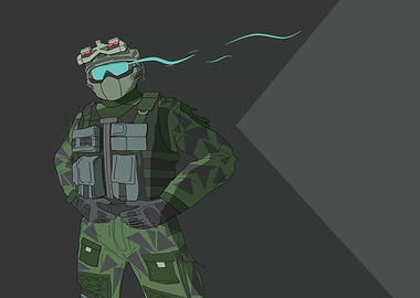 Futuristic Soldier in Camouflage Gear