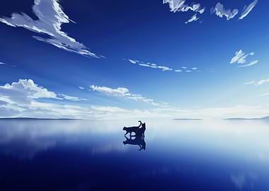 Cats on Water, Blue Sky