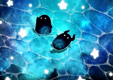 Cute Creatures in a Starry Sea