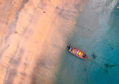 Aerial View of Boat on Beach