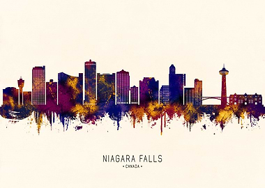 Niagara Falls Skyline Watercolor Art