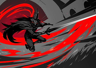 Dark Knight with Sword in Action