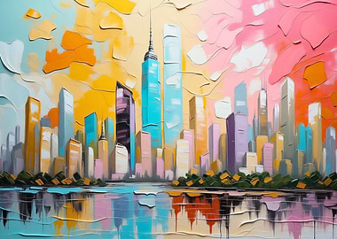 Colorful Cityscape Painting