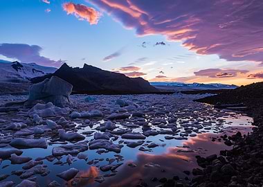 Icelandic Glacier Lagoon at Sunset
