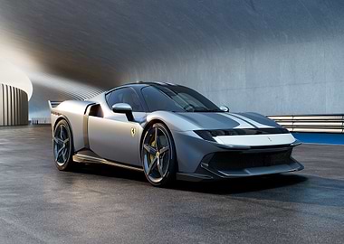 Silver Ferrari sports car