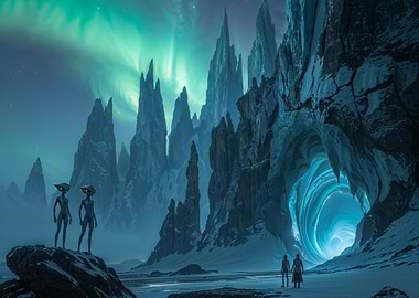 Alien Encounter in a Frozen Landscape