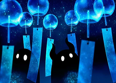 Wind Chimes and Shadowy Figures