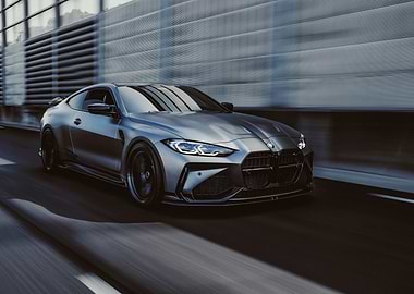 Sleek Gray BMW M4 in Motion