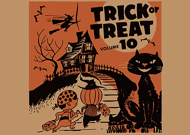 Vintage Halloween Trick or Treat Illustration