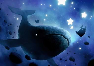 Whale in Space with Starry Friends