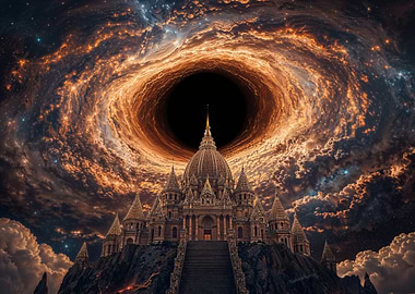 Castle under a cosmic black hole