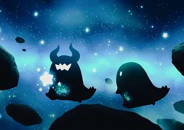 Cute Space Ghosts with Star