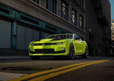 Lime Green Chevrolet Camaro in City