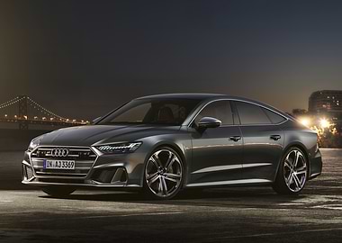 Gray Audi S7 at Night